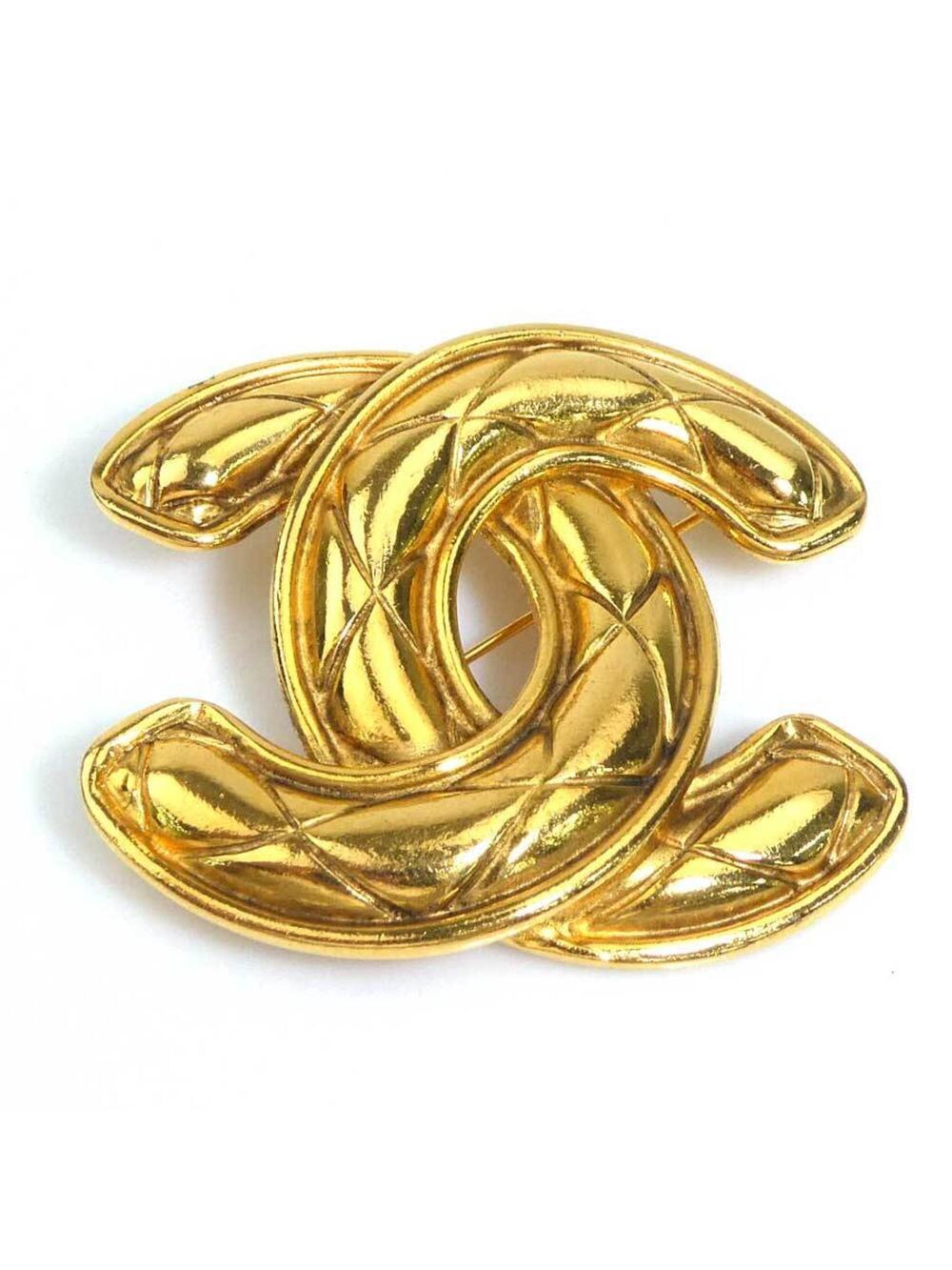 Chanel Cc Logo Brooch Gold-Tone Metal #250168C91B
